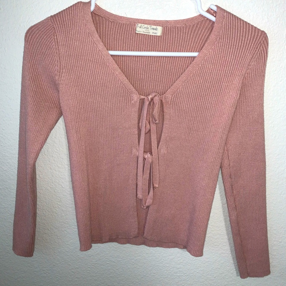 Pink tie cardigan from full circle trends, size S